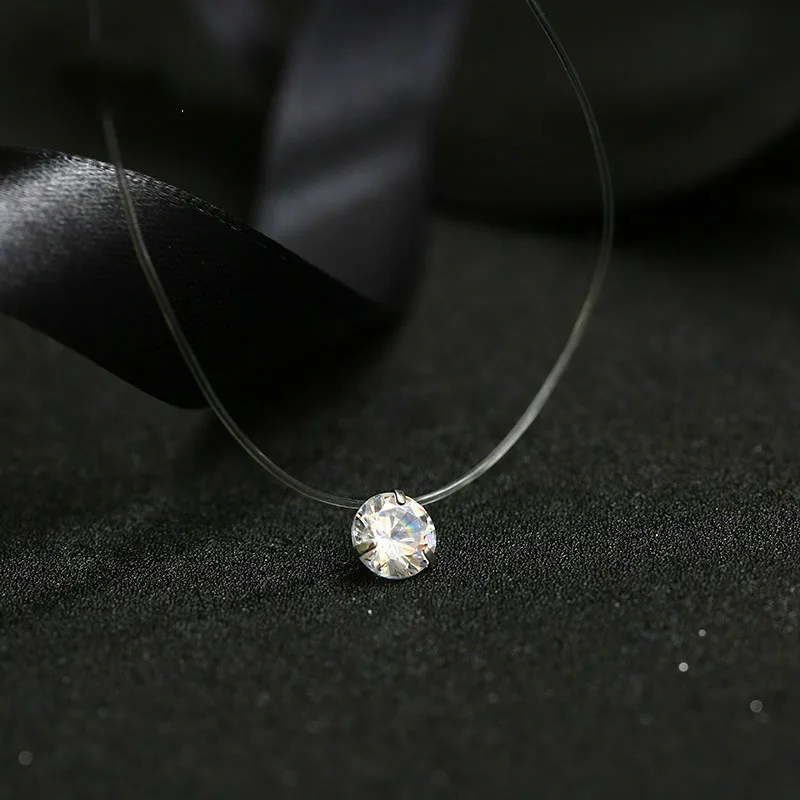 2019 Žena New Heart Star Náhrdelník Meteorit prívesok Transparentná rybárska linka neviditeľné ženy zirkonové prívesky náhrdelník