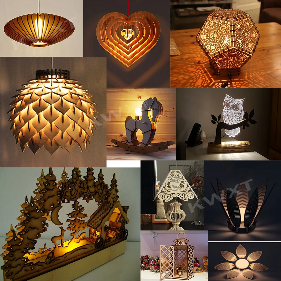 202 Creative Lamp Vector Files Zostavujú kresbu domáceho dizajnu pre CNC laserové rezanie