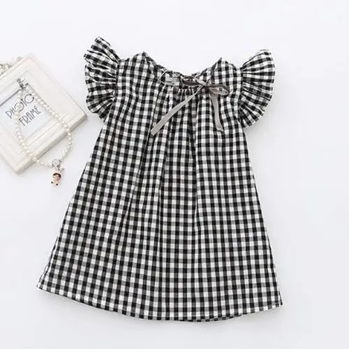2020 Baby Summer Clothing Dojčenské novonarodené dievčatko Plaid Shirt Bez rukávov bez rukávky Princezná šaty banketové večierky skontrolované šaty na zmenu