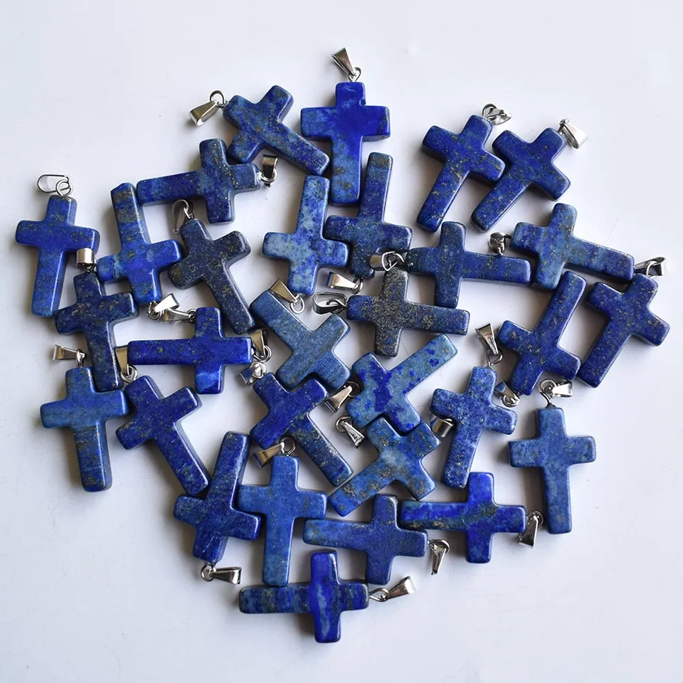 2020 módny predaj prírodných lapis lazuli krížové prívesky Pendants pre mužov a ženy šperky, ktoré robia 20ks/veľa veľkoobchodných