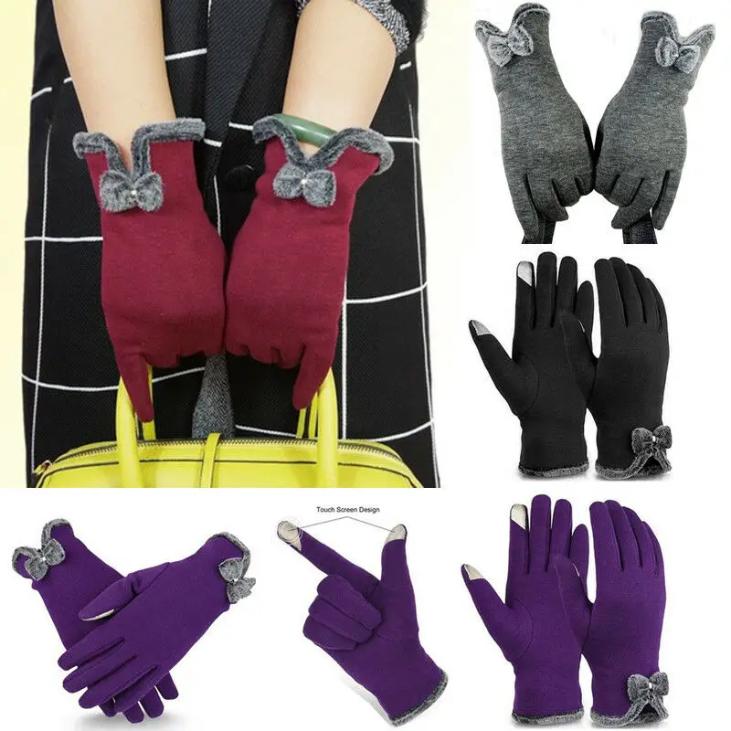 2020 New Winter Woman Kašmír Lace Teplé tri rebrá roztomilé medvedie rukavice Dvojité hrubé dámske hračky Doll Hračky dotykové rukavice