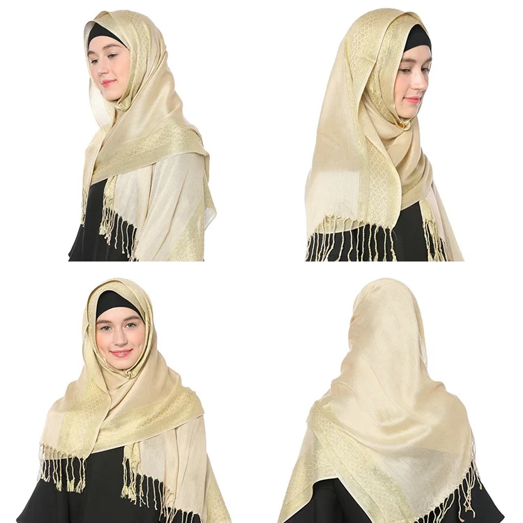 2020 Nové ženy Zlatá bavlnená masová farba Moslimská hlava šál a zábaly Pashmina Bandana Žena Fould Ladies Hidžáb Stores