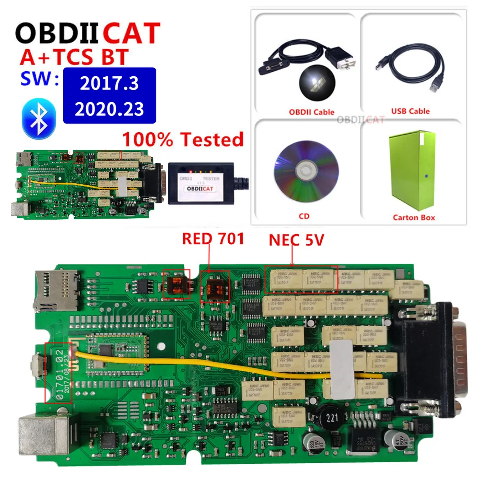 2021.11 A+ Single Board TCS Nový VCI OBD2 Diagnostický skene