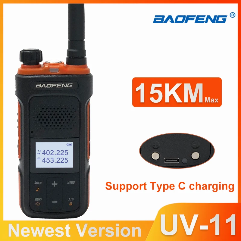 2021 BAOFENG UV-11 Výkonná Walkie Talkie VHF UHF HF Transceiver Long Range 15 km prenosná šunka 2way Rádiá Najnovšia verzia BF UV11