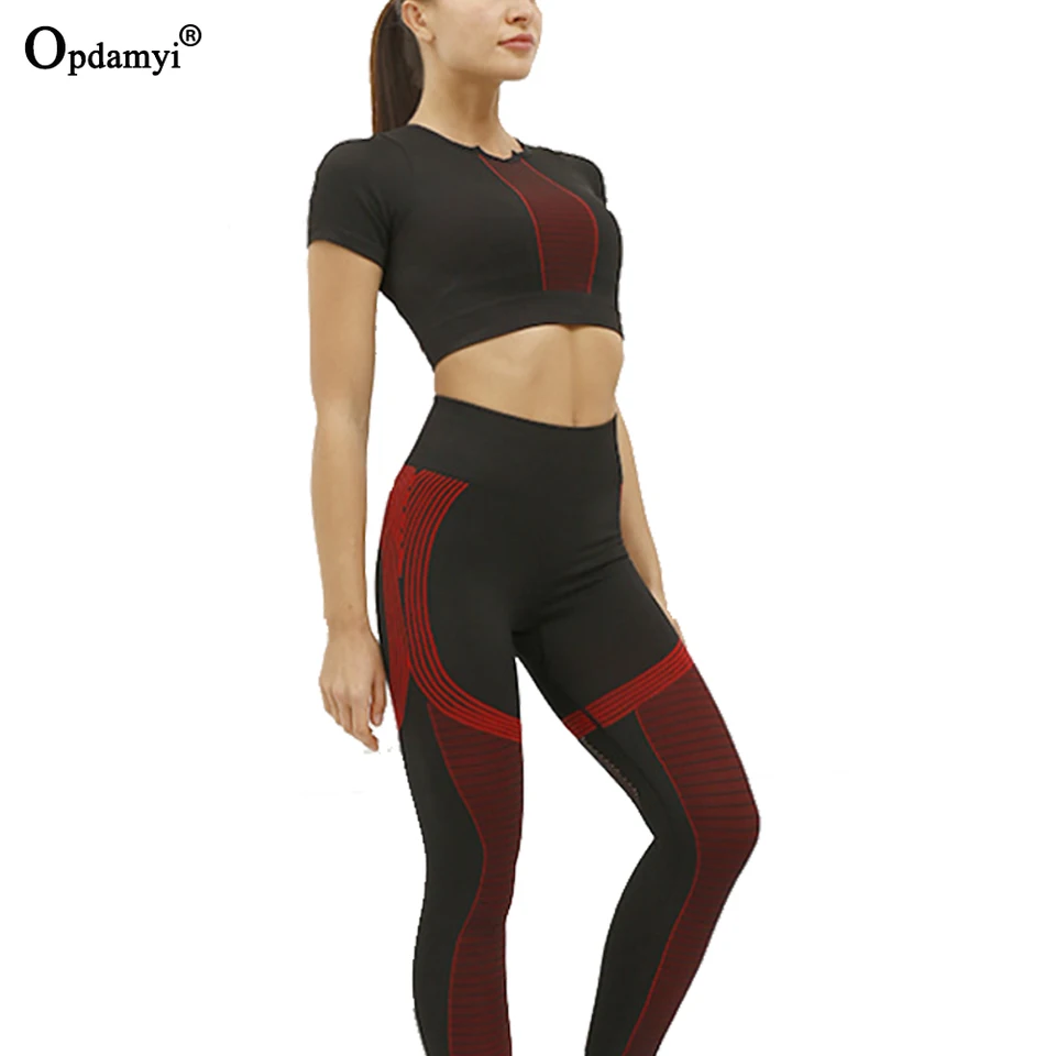 2021 Bezproblémová jogová súprava Gym Plated Clothing Ženy Fitness Sportwear Vysoký pás legíny Workout Top ôt s krátkym rukávom tričko jogu