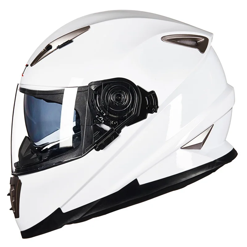 2021 biely motocykel plná tvár Casco Moto Dot Dual Lens Motorbike Street Helma Double Visor Capacete Racing Motorcycle Motocykel