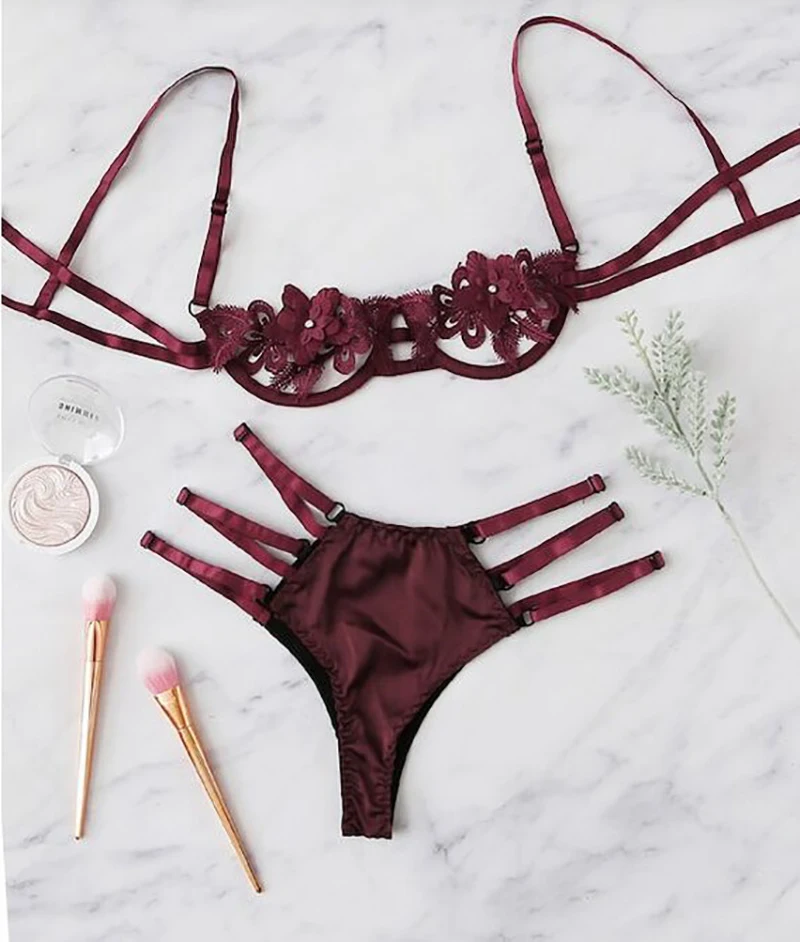 2021 Európsky štýl Sexy spodná bielizeň set dámske bikiny spodná bielizeň Sexy Solid Solid G-String Pants Female Swimsuit Lingerie Suit