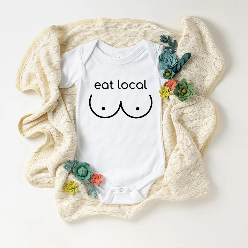 2021 Funny Eat Local Baby Romper Ošetrovateľstvo Novorodenecká košeľa bavlnená detská bábätko