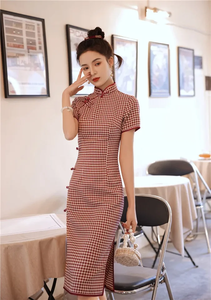 2021 leto nové dámske oblečenie, stredne dĺžkový čínsky štýl, Cheongsam, Vysoký pás ležérne elegantné elegantné sexy party šaty 2020 2020