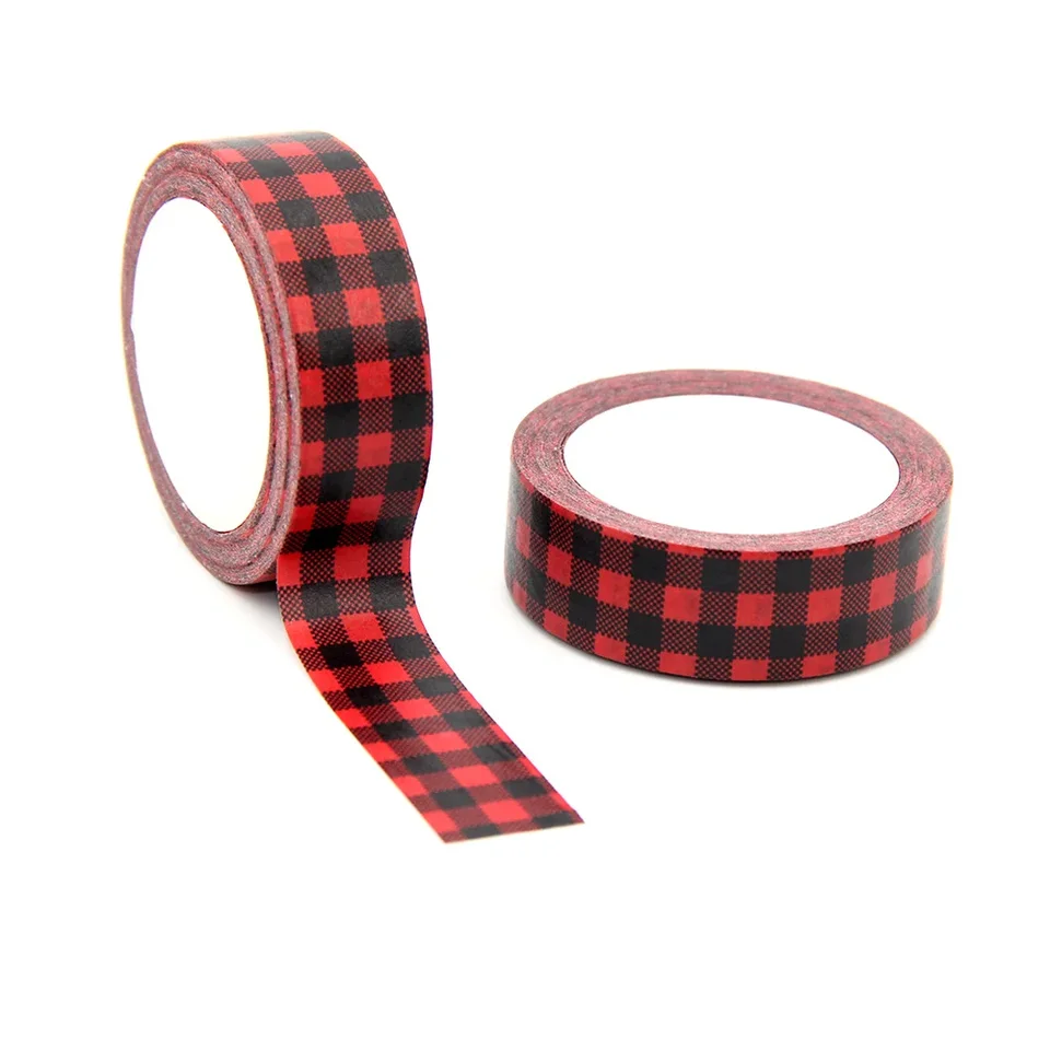 2021 Nový 1 pc 15 mm x 10 m vianočné červené a čierne pruhy Washi Tape Scrapbook Packus Masking Adhesive veselé vianočné umývadlo pásky