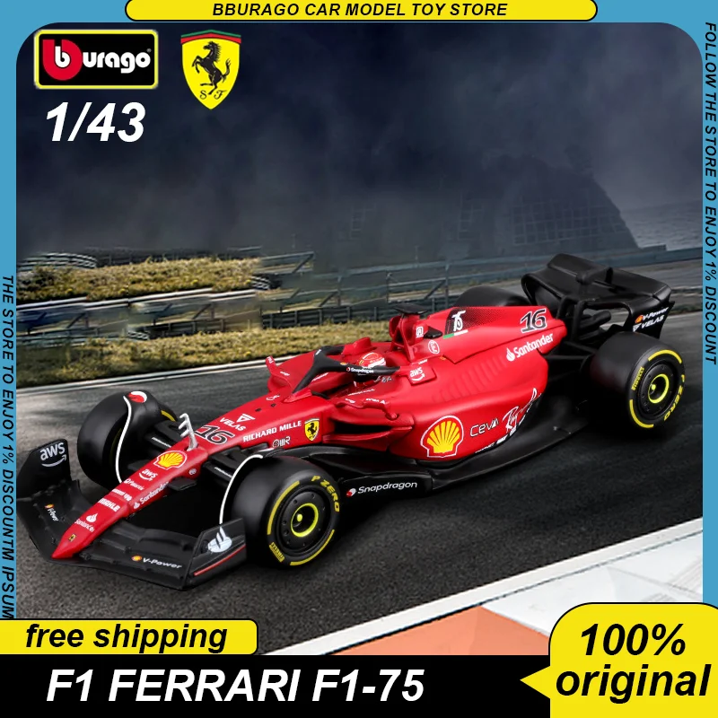 2022 1:43 BBURAGO F1 Ferrari F1-75 #16 #55 F1 Car Formula Racing Hardbound Edition Diecast Model zliatiny luxusné hračky Darček