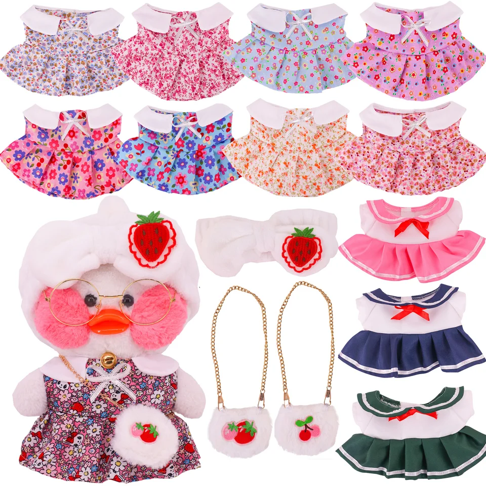 2022 30 cm Duck Plush Cafe Lalafafan Clothes Duck Bag Glassessssess Cleess Oblečenie pre 20-30 cm plyšové zvieracie bábiky Hračky pre hračky