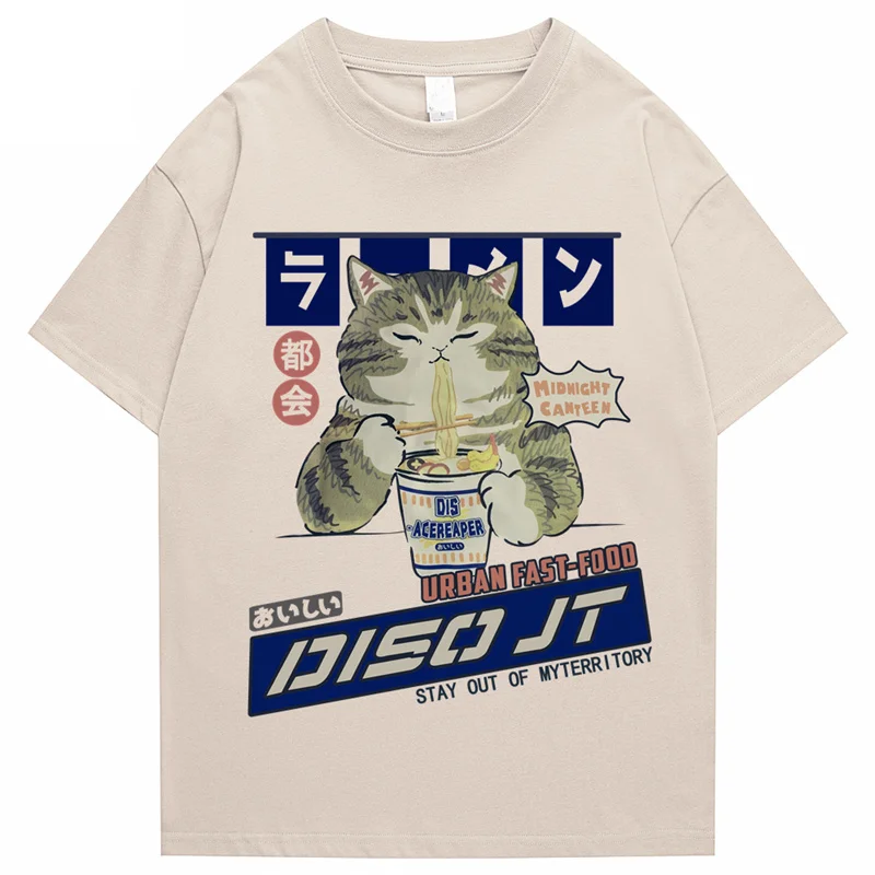 2022 Anime Cat Men Hip Hop Hop Trik Streetwear Harajuku Trič