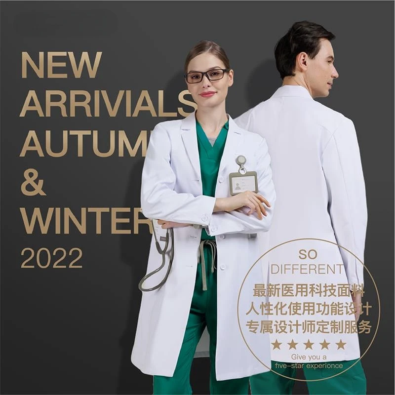 2022 Jeseň a zima High-end Medical Medical White Coat Pánske a dámske biely kabát s dlhým rukávom Orálna medicína Beauty Eye Gen