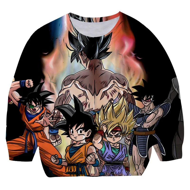2022 New Dragon Ball Z Mikina pre deti vo veku 4-14 mikín anime kostým Goku Vegeta Hoodie Boys and Girls Sports mikiny