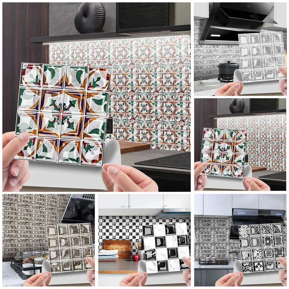 2022 NOVINKA 10PC 3D Crystal Tile Stickers DIY Vodotesné samolepiace nálepky na stenu vzor kuchyne backsplash kúpeľňa nálepka