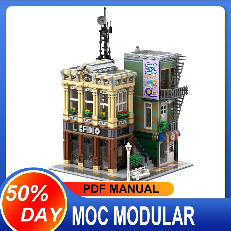 2022 Nová MOC Broadcasting Station; 2616ks Modulárne stavebné kamene tehly Puzzle Toy pre darčeky k narodeninám Boy