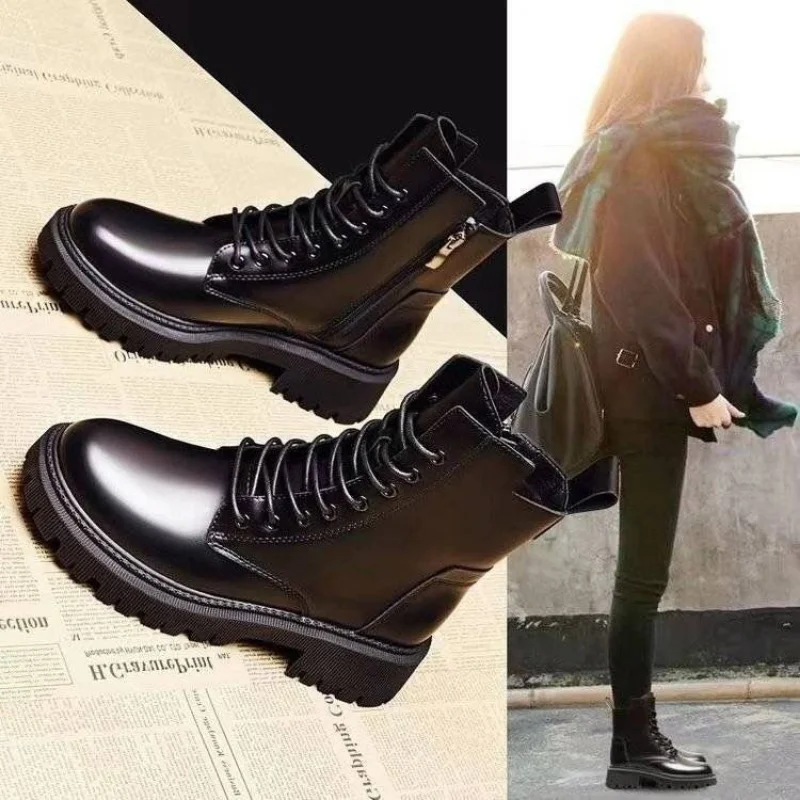 2022 Nové topánky Ladies Lace-up topánky pre ženy teplá platforma zips členok topánky Soft Dámske topánky zimné topánky módne botas majer