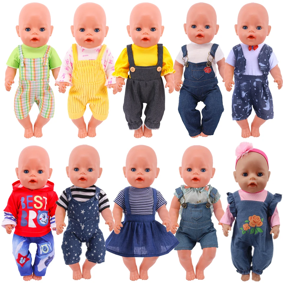2022 NOVÝ DOLL Outfit Dress Denim Metrys za 17 palcov pre dieťa Reborn Doll 43 cm dieťa Reborn Doll Doll Doll