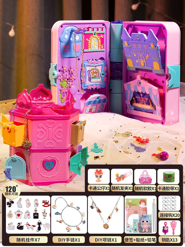 2022 NOVÝ Šťastný pokladničný box pagoda demolition Music Girl Prekvapenie slepá boxová kniha DIY šperky deti Play House hračky
