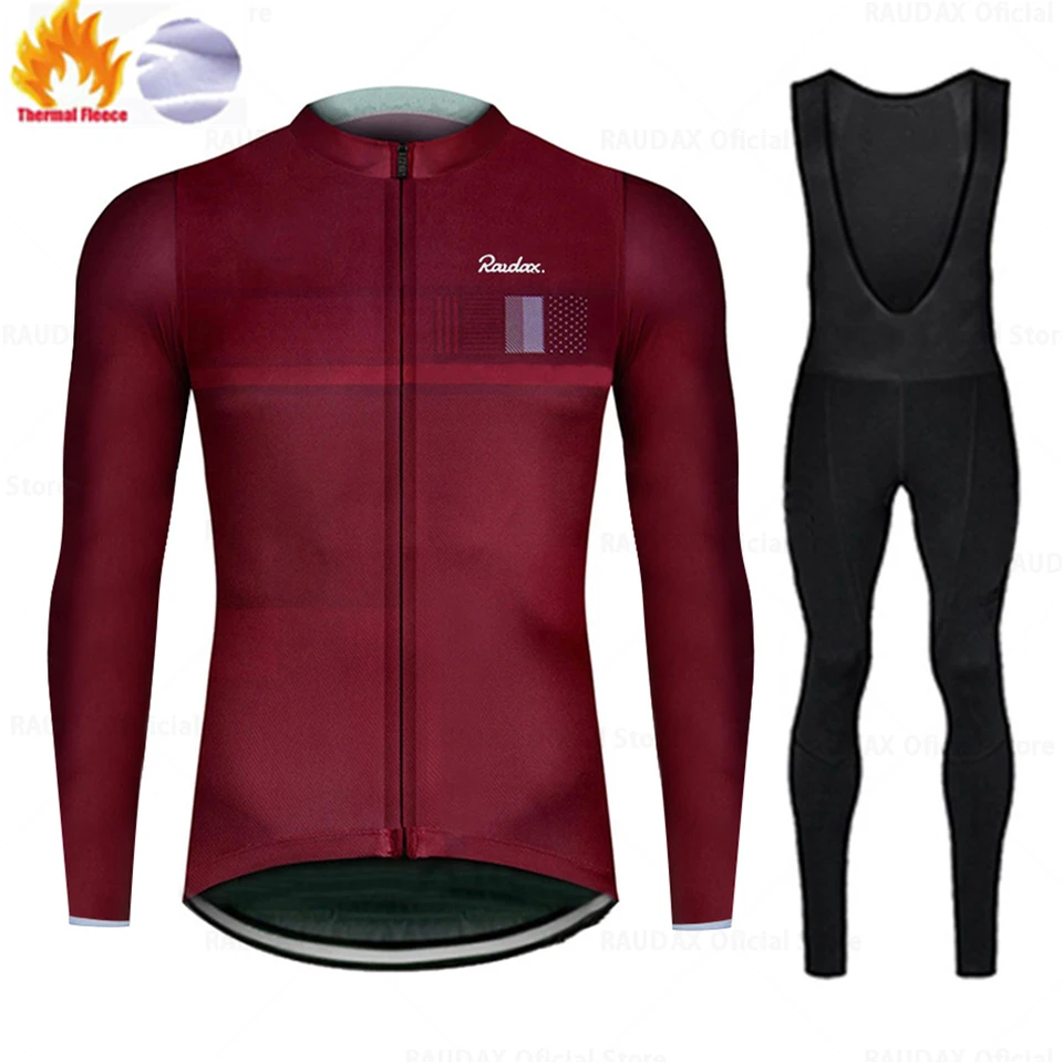 2022 Raudax Winter Thermal Fleece Cycling Set Outdoor Cycling Clothing Bicykle RoPa Ropa Ciclismo Mtb Uniformný dres s dlhým rukávom