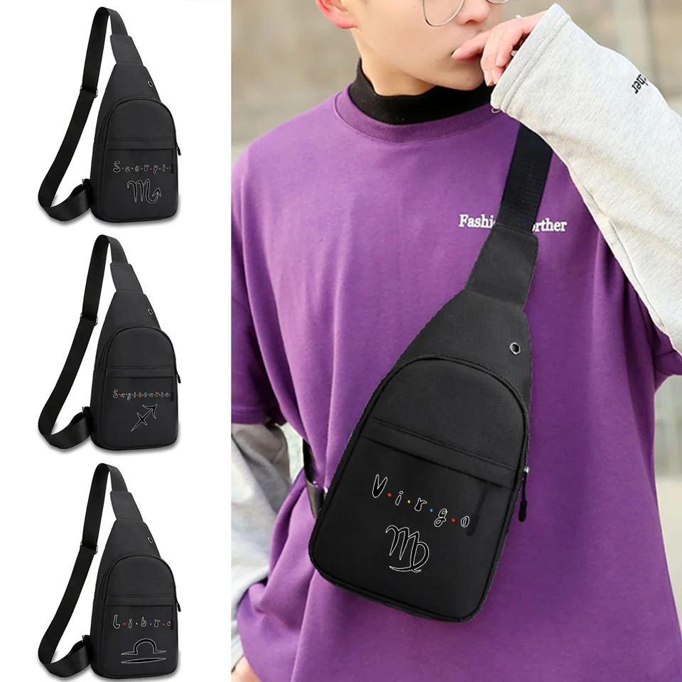 2022 Trend hrudná taška pre mužov Canva Sport Crossbody Men taška na rameno mobilný telefón vrecká na hrudník Constellation Pattern Tlačená kabelka