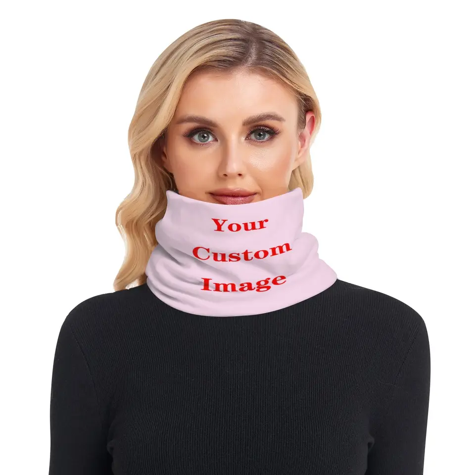 2022 Zimná šatka pletený kruhový kruhový zábaly Custom Image Ženy Bandana Warm Solid Collar Unisex Men Face Striešky nekonečné kašmíru
