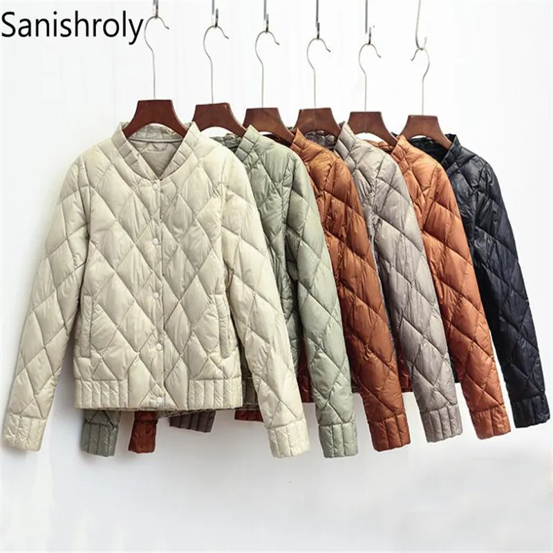 2022 Ženy V-NECK LINGGE WHITE DUCK DOCK DOCKA JETUMNA ZIMNÁ ŽENA ULTRA LIGHT DOWN CABLE PARKA PARKA SKRASTOVANÉ KRAZY S269