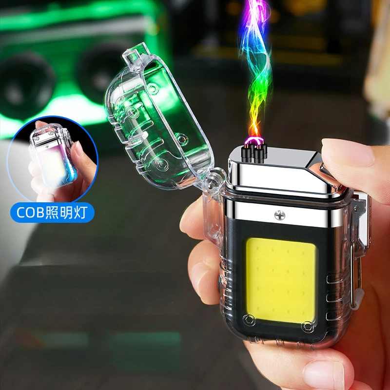 20223 Plazma Dual Arc Electric Torch Transparentné nepremokavé zapaľujúce veterné ľahšie USB nabíjateľné zapaľovače vonkajšie kempingy