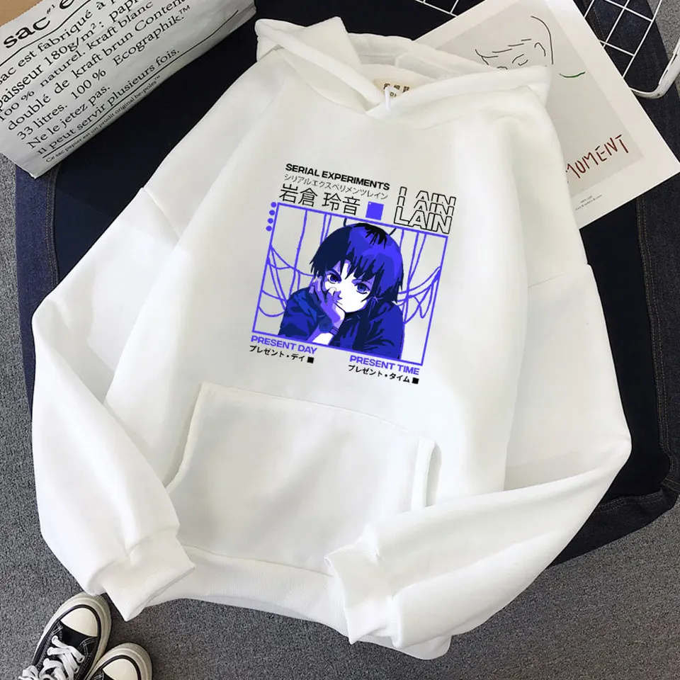 2023 Anime Seriële Experimenten Lain Hoodies Grappige Cartoon Manga Iwakura Lain tlač Unisex Harajuku Príležitostné nadmerné nadmerné Vrouwen