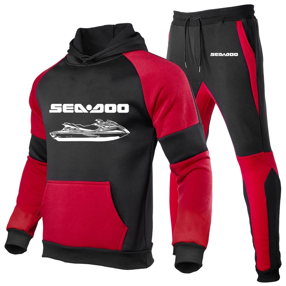 2023 Classic Men Sea Doo Seadoo Moto Solid Color Tracksuit Mikiny s kapucňou Vysoko kvalitné príležitostné športové mikiny jogging