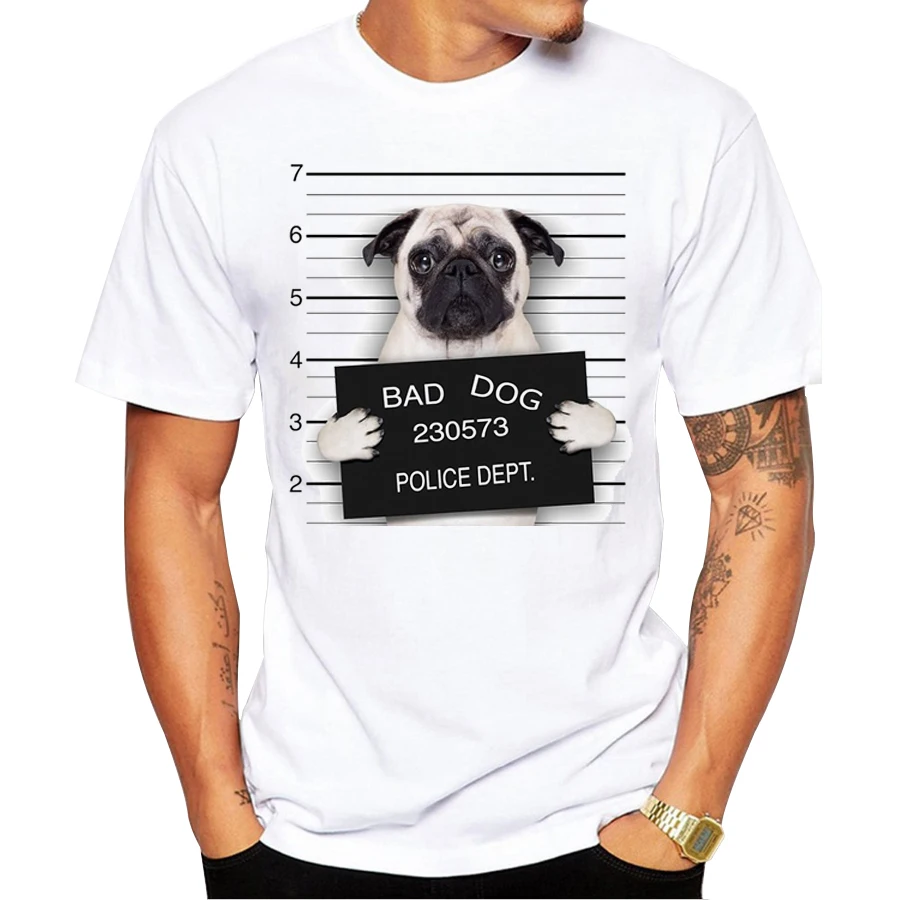 2023 Creative Dog Police Design Design Men Tir Tirt Mopy Tlačené tričko s krátkym rukávom Príležitostné francúzske buldogové vrcholy