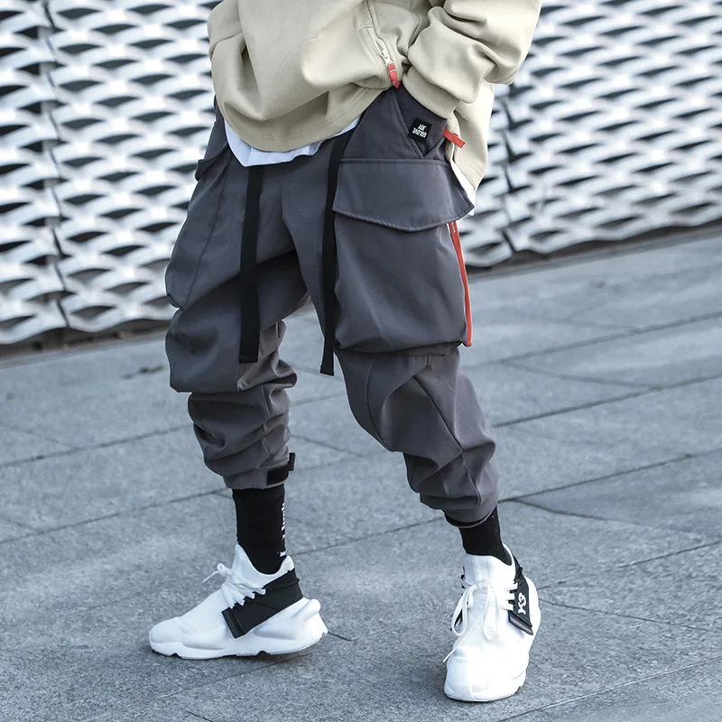 2023 Dvojité popruhové pásové technowear hip hop nákladné nohavice pánske jeseň zima vinobranie príležitostné fleece teplé nohavice jogger hombre