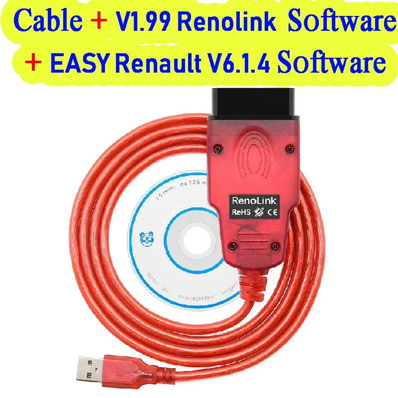 2023 Easy Renault V6.1.4 + Renolink V1.99 OBD2 Diagnostické rozhranie pre Renault Vozidlá ECU programátor Airbag Code Readers