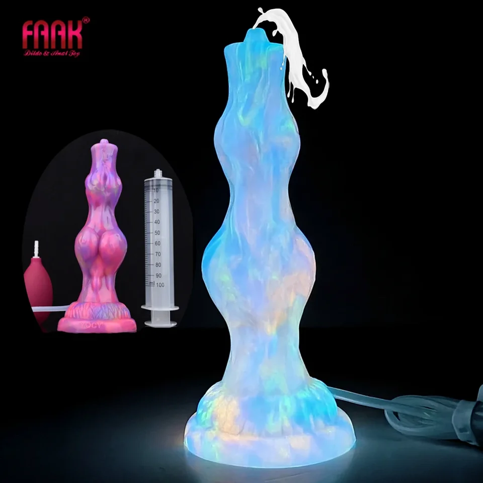 2023 FAAK Silikón Luminous Strieskanie penis Fantasy vlk uzol ejakulácia dildo análne korálky žiariace v temných sexuálnych hračkách pre ženy