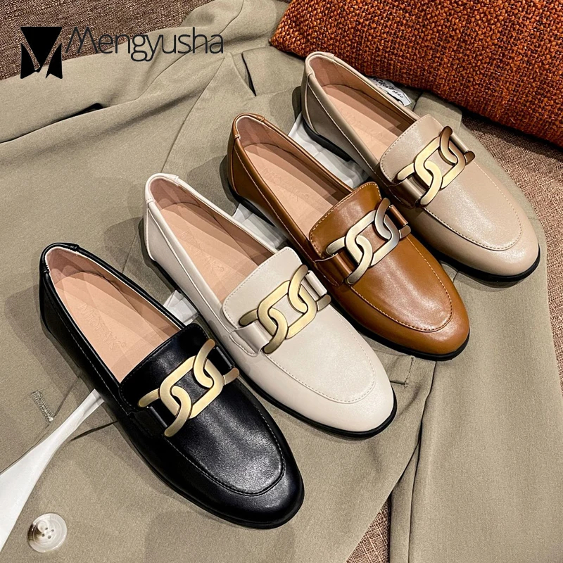 2023 High -end Luxury Oxford Shoes Dámske prepravné kožené tenisky Žena Kovové retiazky veľkú veľkosť 42/43 Plyšové bavlnené kožušiny
