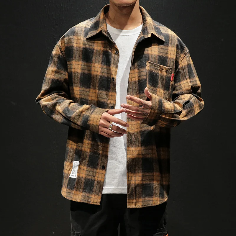 2023 jar jeseň nová zimná zimná zimná vysoko kvalitná neformálna kockovaná pánska voľná streetwear s dlhým rukávom tričko retro flanel košele Muži