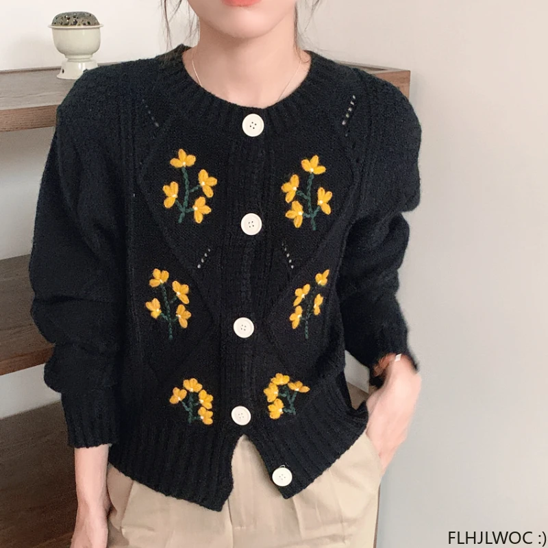 2023 Jeseň Winter Coat Outerwear Príležitostné voľné lenivé lenivé Japonsko Preppy štýl single Breast Gompted Pleted Sweater Mardigans