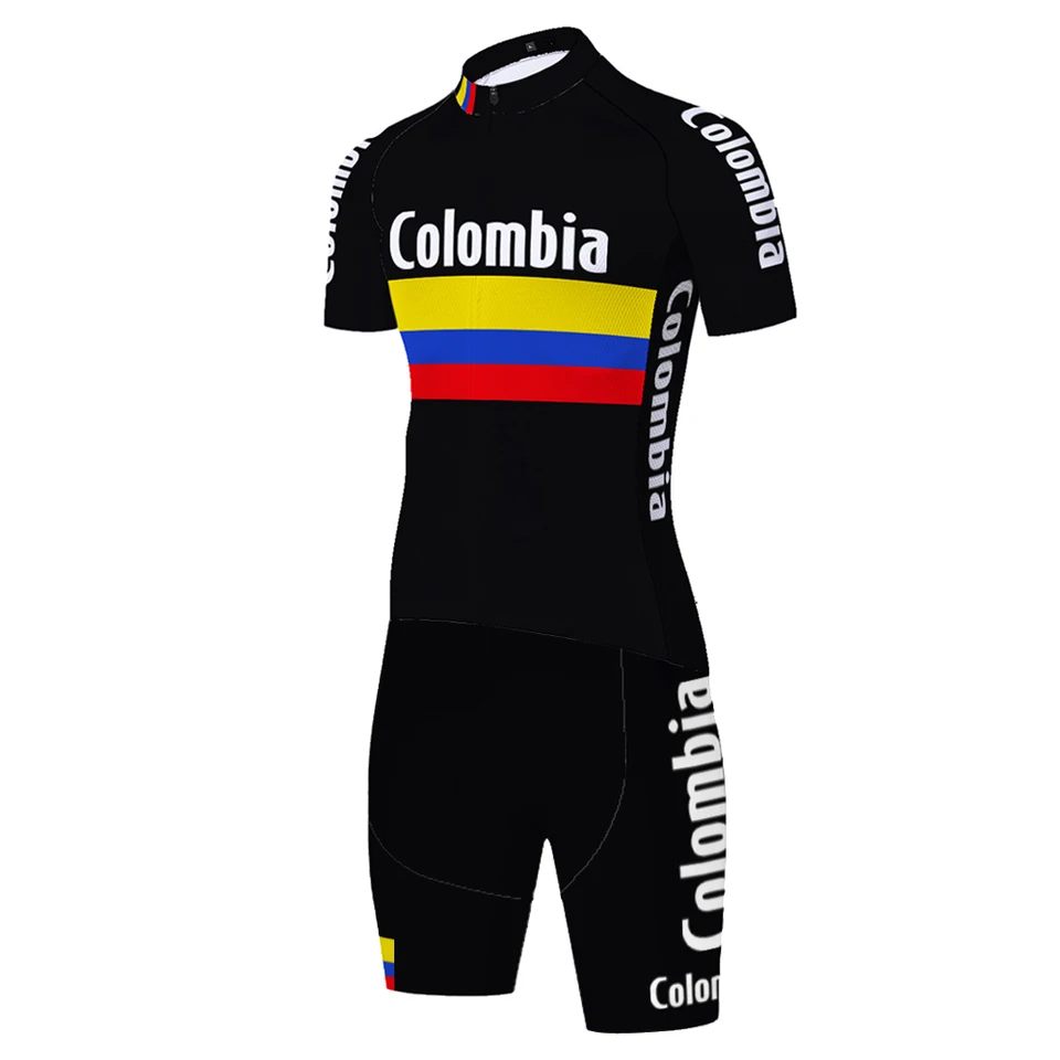 2023 Kolumbijský tím Cycling Jersey TDF Set Men Sety súpravy na odevy cestných košeľ
