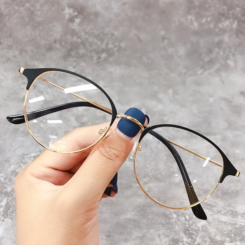 2023 Kovový okrúhly rám Myopia Glasses Fashion Classic Retro Optické okuliare Ultralight Vision Care Krubené okuliare -1,0 ~ -4.0