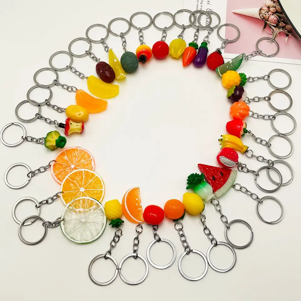 2023 Multi-štýl Nový nový nový nový nový ovocný avegetable Series Osobnosť simulácie živice potravinové aktivity darček prívesok Keychain Veľkoobchod