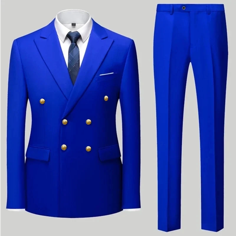 2023 módy Nové pánske neformálne butikové dvojposkupené nohavice / mužské oblek bunda Blazers Coats Pants 2 PCS Set