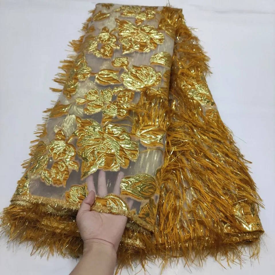 2023 Najnovšie perie Jacquard Lace Lace Tkanina Vysoko kvalitný africký brokátový brokátový čipk