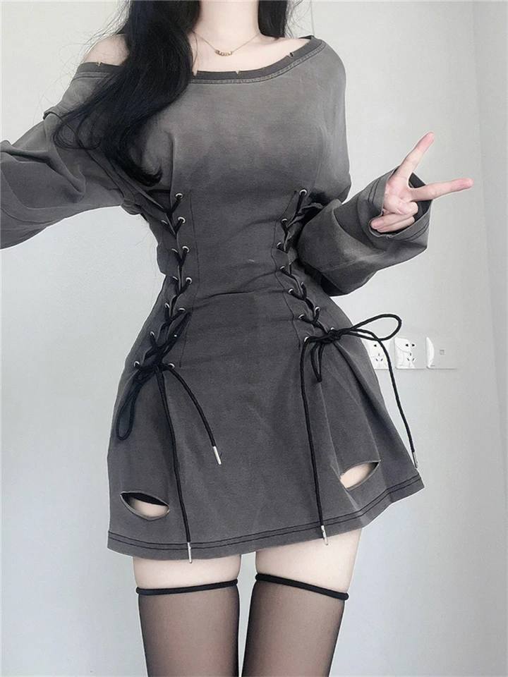 2023 New Fairycore grunge goth korzet šaty Ženy estetické harajuku streetwear bandáž Slim Bodycon Dress Y2K 90s indie oblečenie