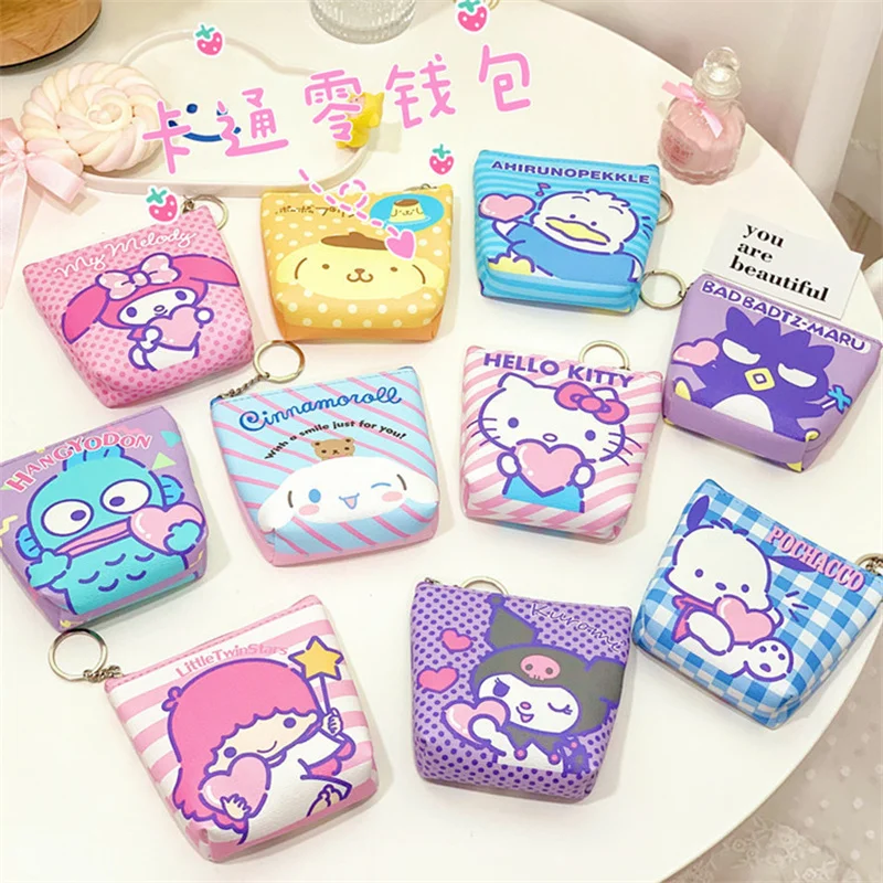2023 New Sanrio Peňaženka Kawaii Hello Kitty My Melody Coin Coin Anime Cinnamoroll Pompom Purin Cuce Hračky Pu Cure Boys
