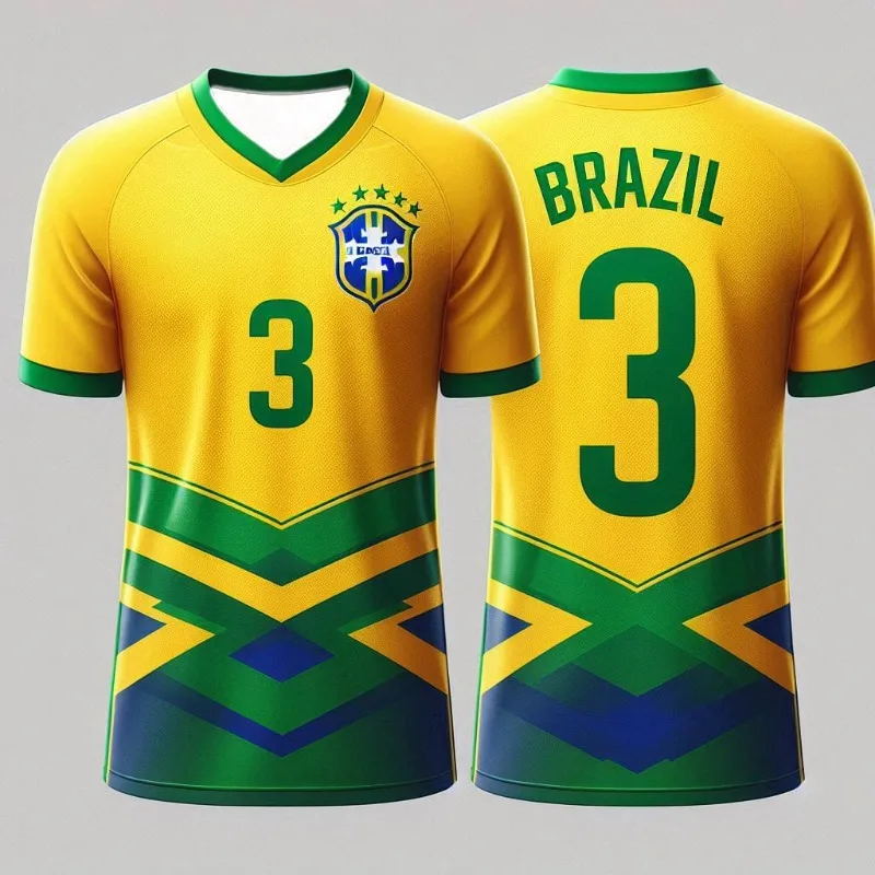 2023 Nová Brazília Jersey Tričko Fine Design Brazílska vybraná košeľa o krku nadmerne nadmerne