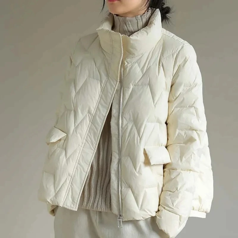 2023 Nová bunda Down Down Women Winter Stand Collar Puffer Coat Solid Parkas Slid Baggy Husté teplé snehové vrchné odevy