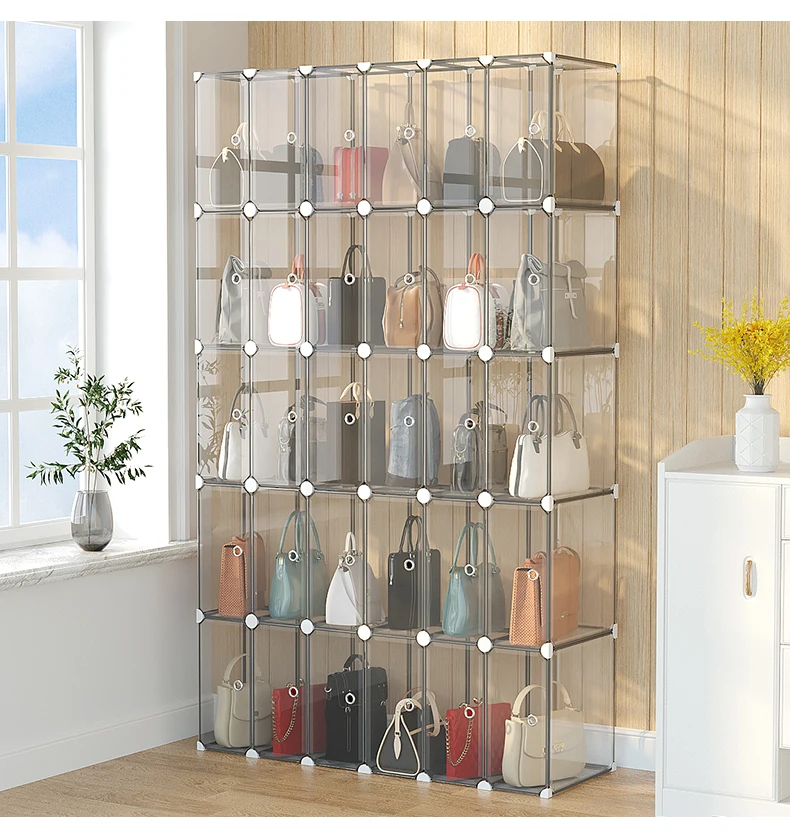 2023 Nová plastová skladovacia skrinka na kabelku Storage Storage Storage Box Transparent Storage Organizátor pre luxusné tašky