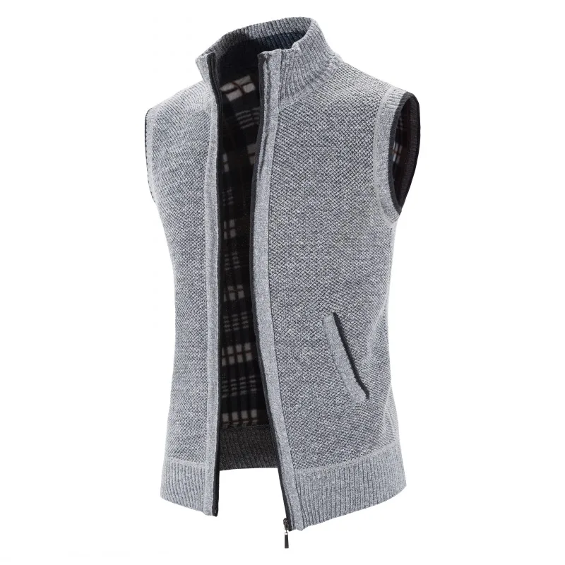 2023 Nové masívne pánske svetre jesenná zimná zimná zimná zimná zipsová svetre vesty Men Príležitostné pletenie SweaterCoat Mužské rukávy bez rukávov