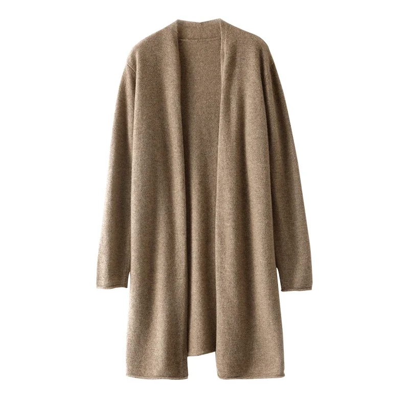 2023 NOVÝ 100% Cashmere pletený sveter dlhý sveter dámska plná farba voľná jeseň zima teplá móda ženská s dlhým rukávom top